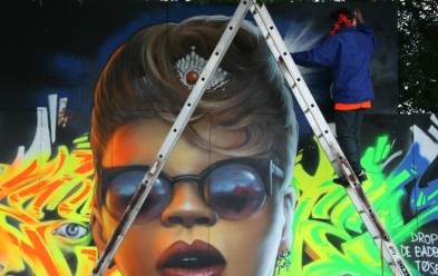 An Artist Draws Rihanna at Grafitti Zone Photo by Robin Elizabeth Herr